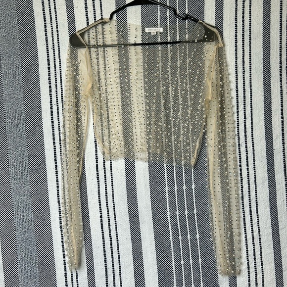 endless blu Tops Endless Blu Mesh Pearl Rhinestone Top Poshmark